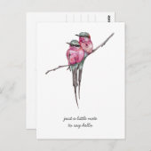 Roze Long Tailed Kolibries Denken aan jou Briefkaart (Voorkant / Achterkant)