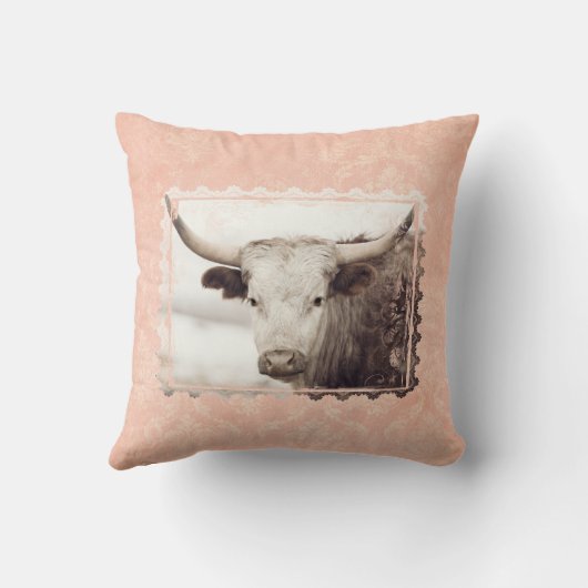  roze Longhorn Pillow Kussen (Achterkant)