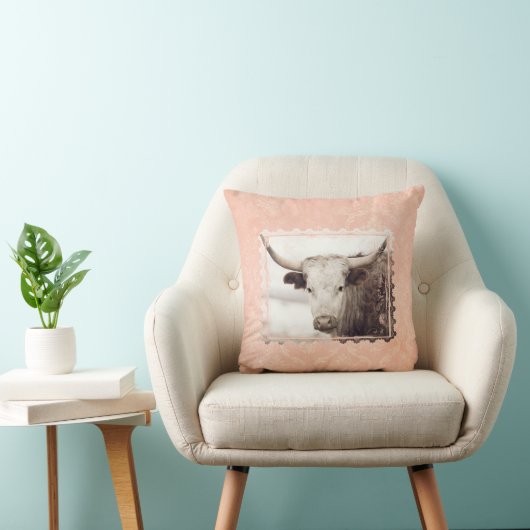  roze Longhorn Pillow Kussen (Stoel)