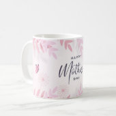 Roze Loofwerk & Vlinders Koffiemok (Voorkant links)