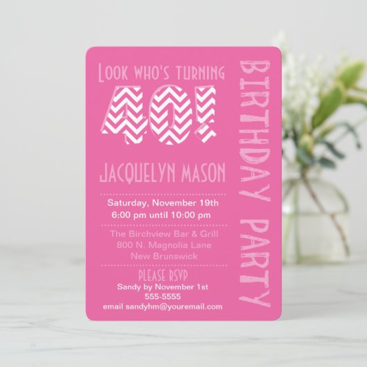 Roze look die 40 dagen later wordt uitgenodigd kaart (Staand voorkant)