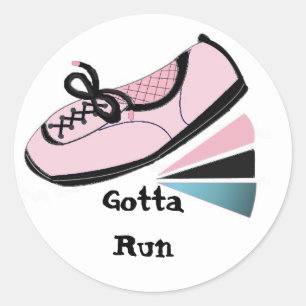 Roze lopende schoen - Gotta run Ronde Sticker