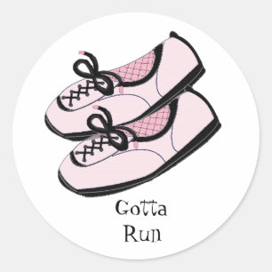 Roze lopende schoenen - Gotta run Ronde Sticker