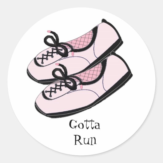 Roze lopende schoenen - Gotta run Ronde Sticker (Voorkant)