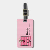 Roze los met Letter M Knit Print voor meisjes Bagagelabel (Voorkant verticaal)