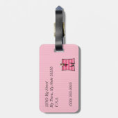 Roze los met Letter M Knit Print voor meisjes Bagagelabel (Achterkant verticaal)