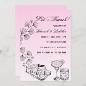 Roze lot Brunch, Brunch en Bubbles Kaart (Voorkant / Achterkant)