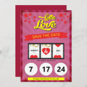 Roze Lotto Liefde Save the Date Trouw Aankondiging (Voorkant / Achterkant)