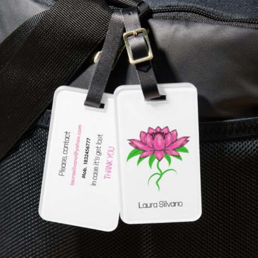Roze lotus bagagelabel