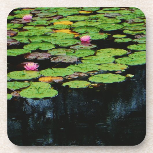 roze lotus black drankjes onderzetter (Voorkant)