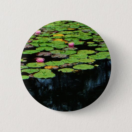 roze lotus black ronde button 5,7 cm (Voorkant)