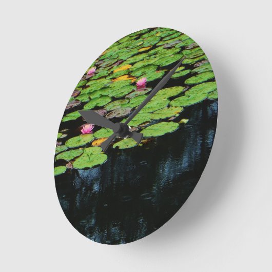 roze lotus black ronde klok (Hoek)