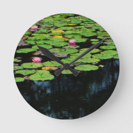 roze lotus black ronde klok
