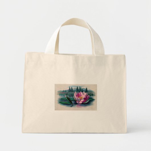 Roze Lotus Bloem Botanisch Mini Tote Bag (Voorkant)
