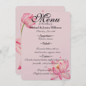 Roze Lotus Bloem Bruiloft Menu (Voorkant / Achterkant)