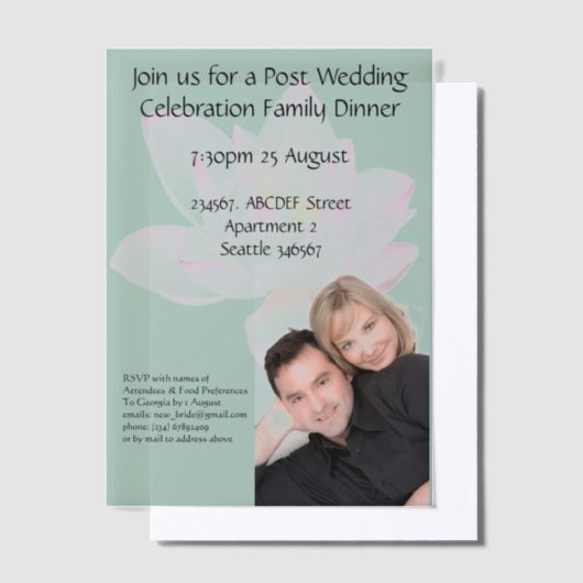 Roze lotus bloem bruiloft reactie vellum uitnodigingen (Offset)