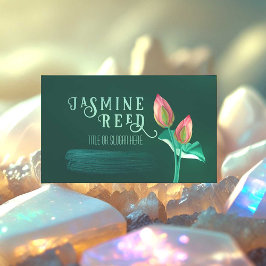 Roze Lotus Bloem Bud voor Massage Therapeut Groen Visitekaartje