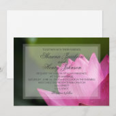 Roze Lotus Bloem Elegante Huwelijksuitnodiging Kaart (Voorkant / Achterkant)