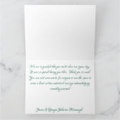 Roze Lotus bloem en groene bruiloft Bedankkaart (Binnen)