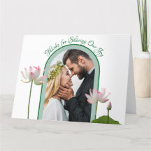 Roze Lotus bloem en groene bruiloft