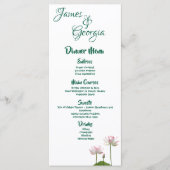Roze Lotus Bloem Gepersonaliseerde bruiloft Menu (Voorkant)