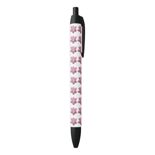 Roze Lotus Bloem IV Zwarte Inkt Pen (Achterkant (Verticaal))