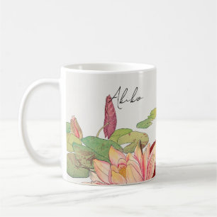 Roze Lotus Bloem Japans Art Script Naam Koffiemok