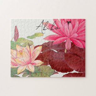 Roze Lotus Bloem Japans Fine Art Naam Legpuzzel