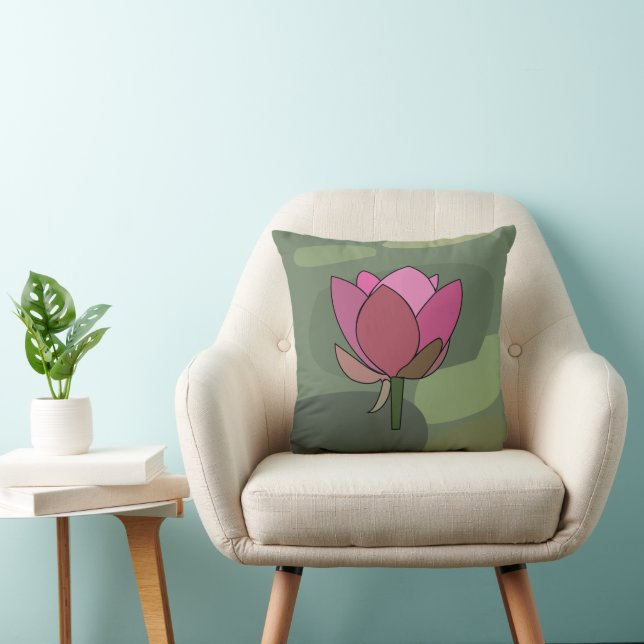 Roze Lotus Bloem  Kussen (Stoel)