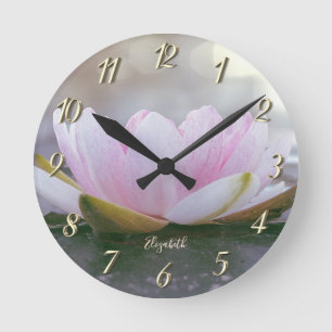 Roze Lotus Bloem Landschap, Zen Ronde Klok