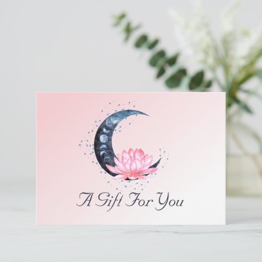 Roze Lotus Bloem Maan Bedrijfs Cadeaubon (Staand voorkant)