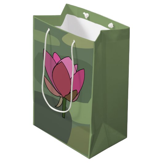 Roze Lotus Bloem Medium Cadeauzakje (Voorkant Gekanteld)