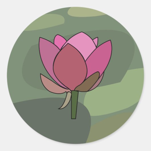 Roze Lotus Bloem Ronde Sticker (Voorkant)