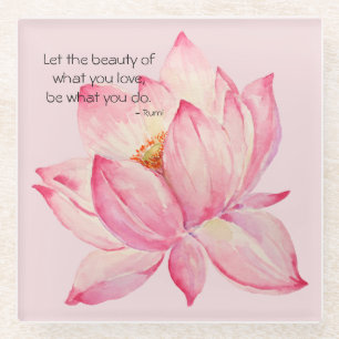 Roze Lotus Bloem Rumi Schoonheid Quote Glazen Onderzetter