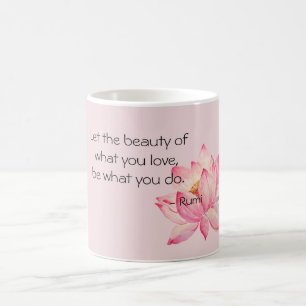 Roze Lotus Bloem Rumi Schoonheid Quote Koffiemok