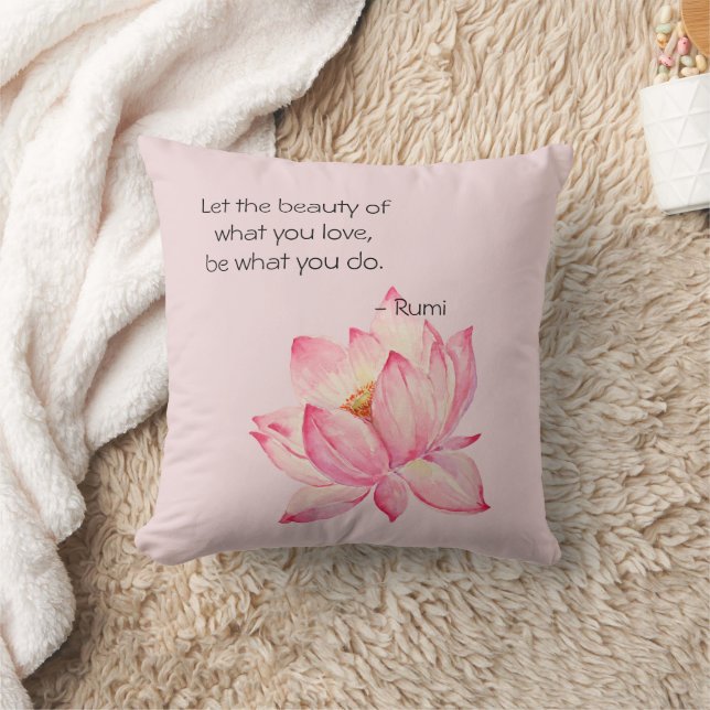 Roze Lotus Bloem Rumi Schoonheid Quote Kussen (Deken)