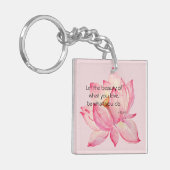 Roze Lotus Bloem Rumi Schoonheid Quote Sleutelhanger (Voorkant Links)