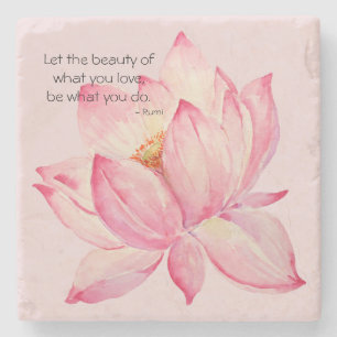 Roze Lotus Bloem Rumi Schoonheid Quote Stenen Onderzetter