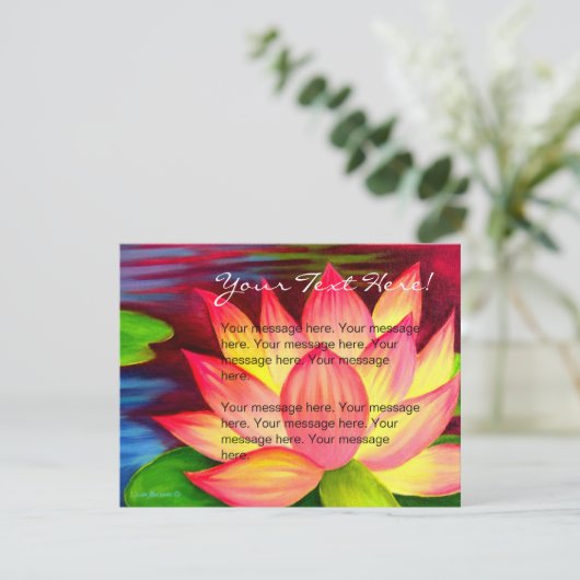 Roze Lotus Bloem Schilderij Uitnodigingskaart Kaart (Staand voorkant)