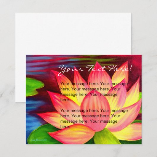 Roze Lotus Bloem Schilderij Uitnodigingskaart Kaart (Voorkant / Achterkant)