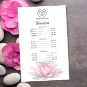 Roze Lotus Bloem Spa Salon Diensten Menu