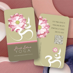 Roze Lotus Bloem Spiritueel Yoga Leraar Om Symbool Visitekaartje
