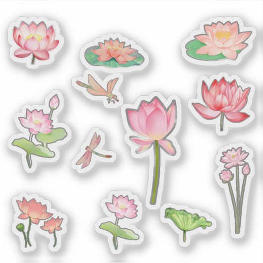 Roze Lotus Bloem Stickers (Voorkant)