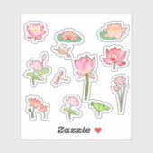Roze Lotus Bloem Stickers (Vel)