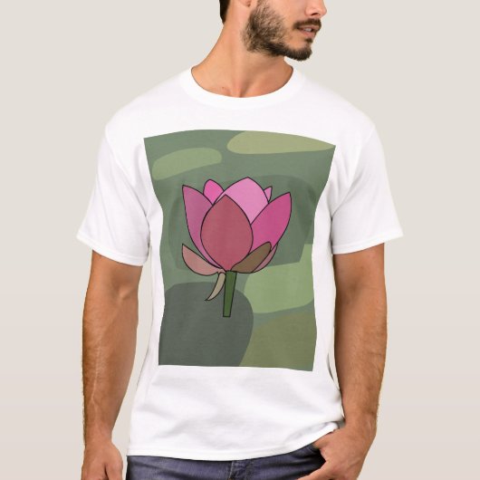 Roze Lotus Bloem T-shirt (Voorkant)