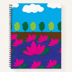 Roze Lotus Bloem Water Tuin Notitieboek