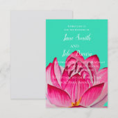 Roze Lotus bloem waterverf natuur bruiloft Kaart (Voorkant / Achterkant)