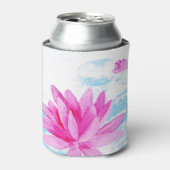 Roze Lotus Bloem Waterverf Schilderij Blikjeskoeler (Blikje Voorkant)