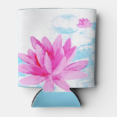 Roze Lotus Bloem Waterverf Schilderij Blikjeskoeler (Voorkant)