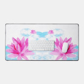 Roze Lotus Bloem Waterverf Schilderij Bureaumat (Keyboard & Muis)